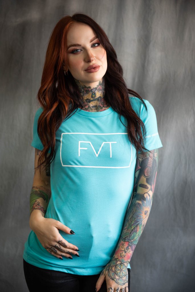 Women's Fire Vixen T Shirt Box Logo FVT light blue
