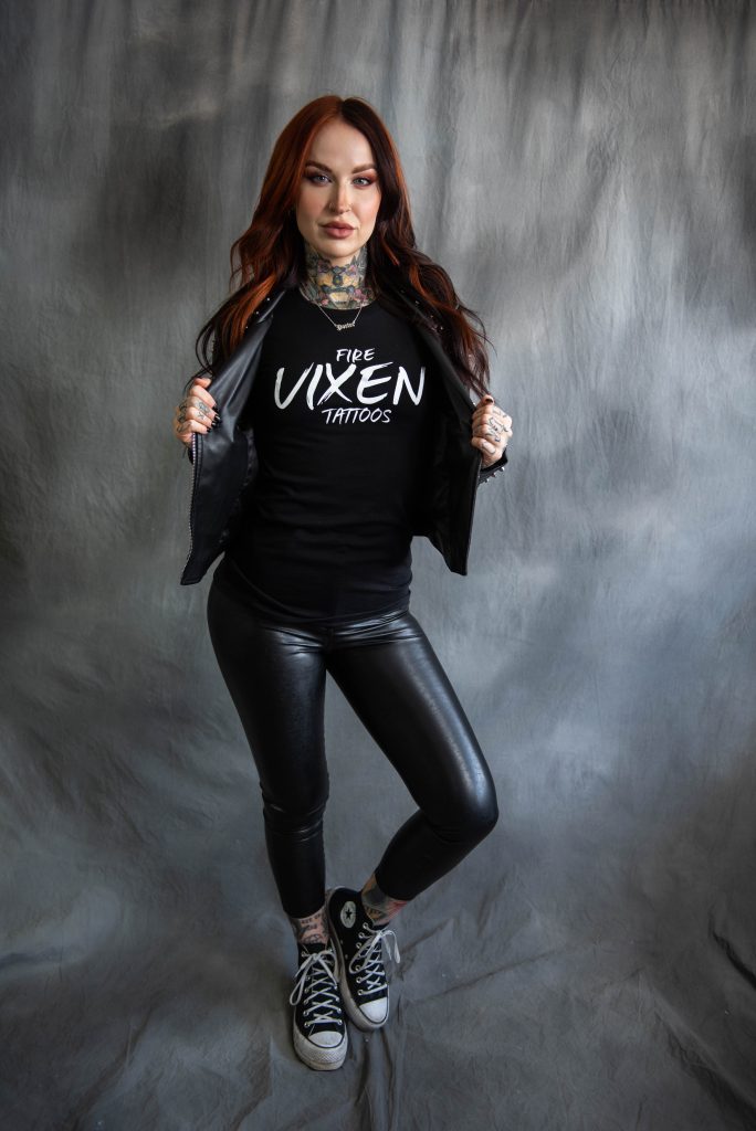 Women's Fire Vixen T Shirt Text Logo - Black