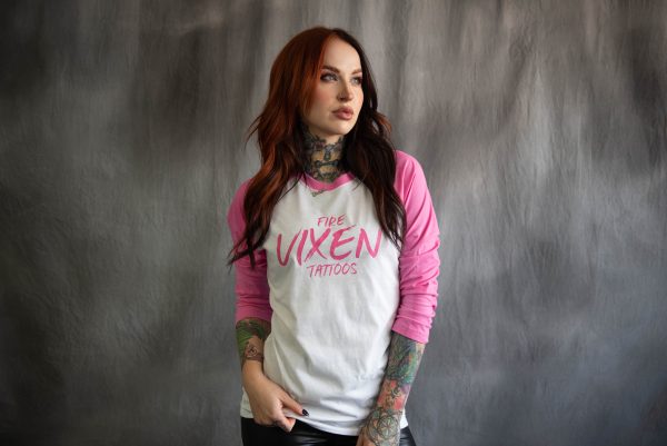 Women's Fire Vixen Base Ball T - Pink & White